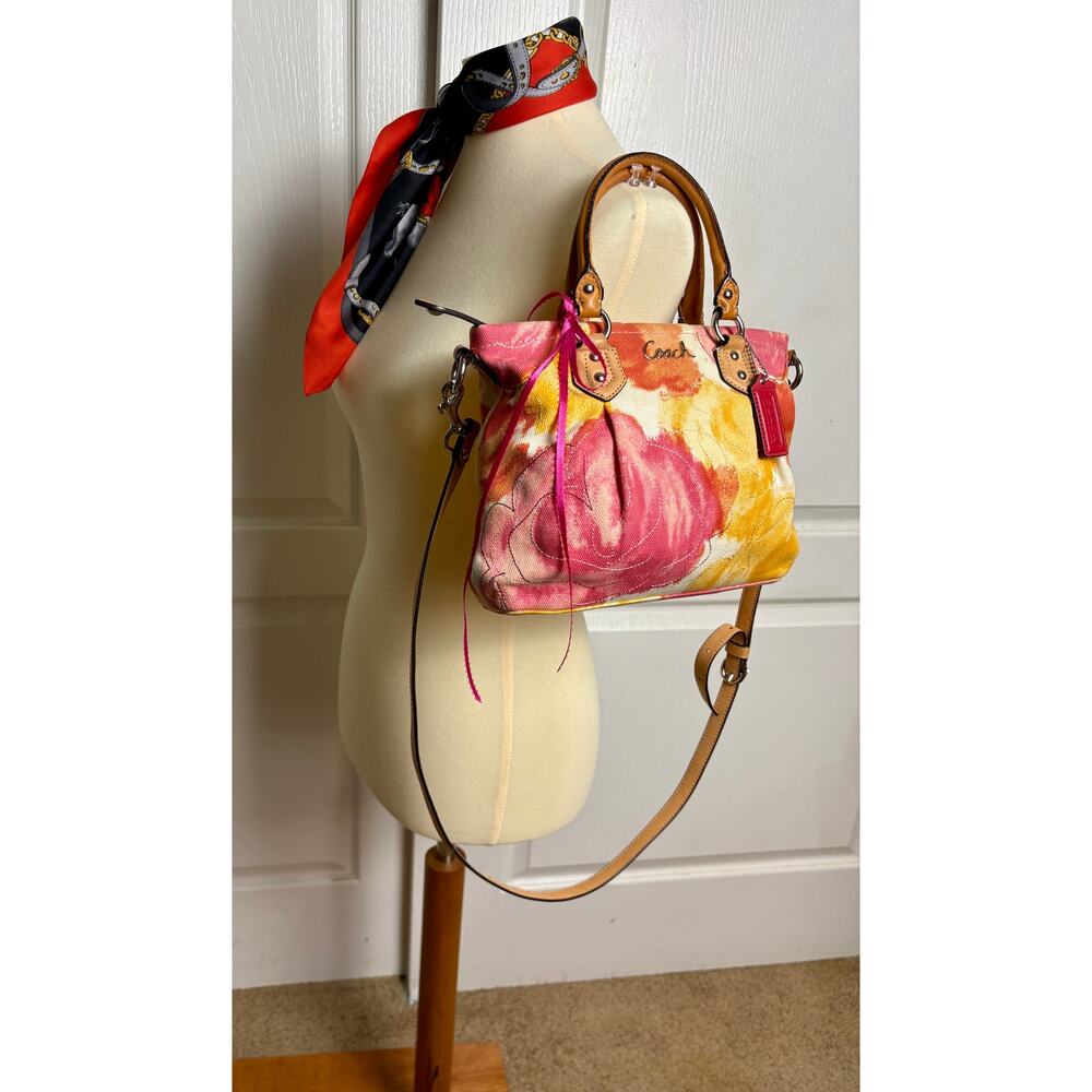 Coach Ashley Multicolor Floral Satchel in Durable Canvas with Leather Trim - Picture 2 of 15